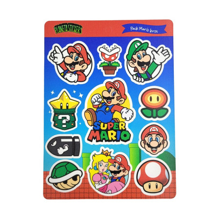 Plancha Stickers Vinilo Blanco Mario